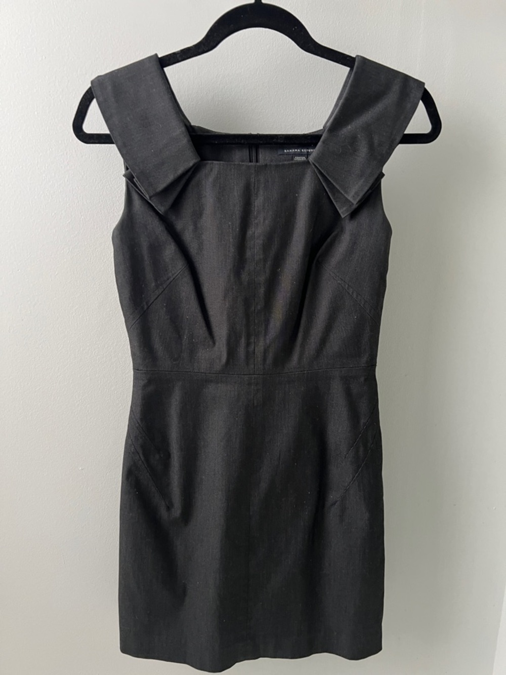 Banana Republic Charcoal Sleeveless Mini Dress with Wide Shoulder Detail